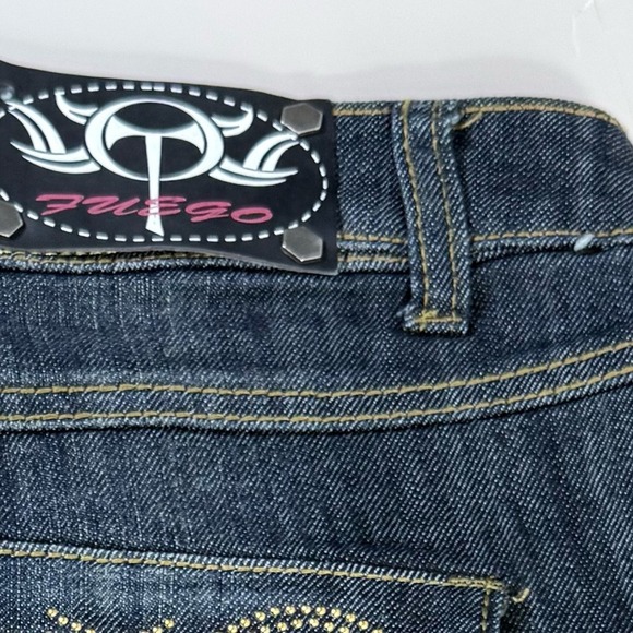 Fuego Jeans Womens Size 15 Dark Wash Bootcut Embellished Pockets Denim - Picture 4 of 7